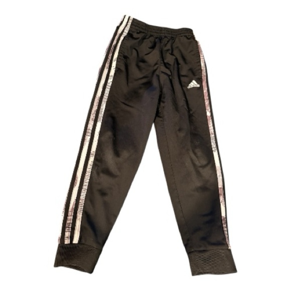 Adidas Kids Black Joggers with White Stripes